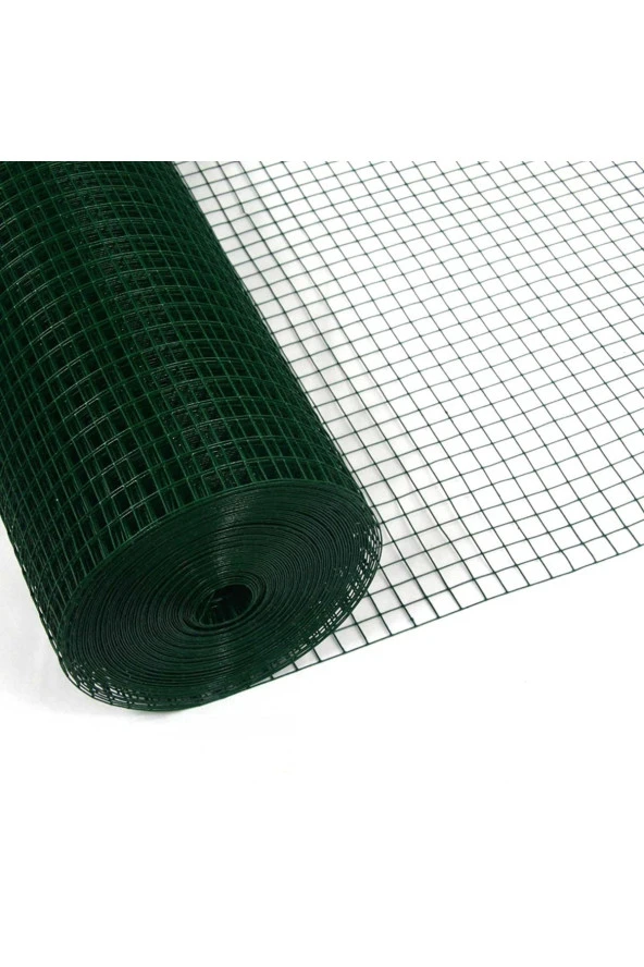 Pvc Kaplı Puntalı Yeşil Bahçe Kümes Çit Teli 1x20 Metre Göz Aralığı 25 X 25 Kalınlığı 1,9 Mm