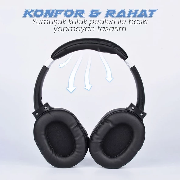Zore BT850 Ayarlanabilir ve Katlanabilir 90 Derece Dönebilen Kulak Üstü Bluetooth Kulaklık - 4