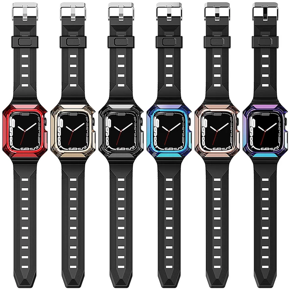 Apple Watch 38mm Zore KRD-88 Sert PC Kasa Koruyuculu Silikon Kordon - 3