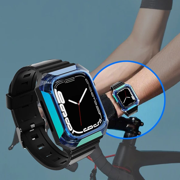 Apple Watch 38mm Zore KRD-88 Sert PC Kasa Koruyuculu Silikon Kordon - 7