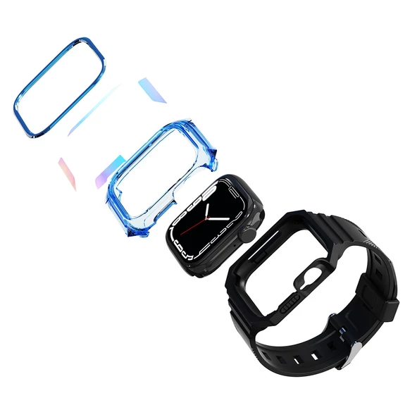 Apple Watch 38mm Zore KRD-88 Sert PC Kasa Koruyuculu Silikon Kordon - 5