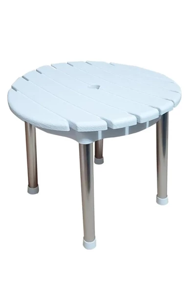 Alüminyum Ayaklı Paslanmaz Yuvarlak Tabure Royaleks-909 - 2