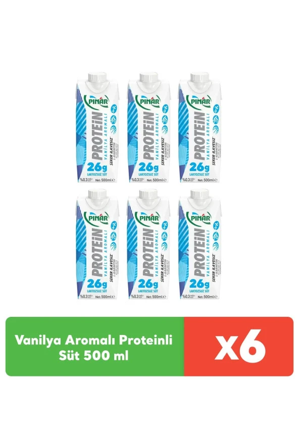 Pınar Vanilya Aromalı Proteinli Süt 500 ml x 6 adet