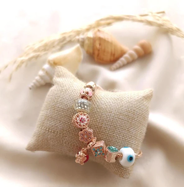 Bileklik Charm Nazar Boncuğu Yılan Zincir Bileklik - Resim 2