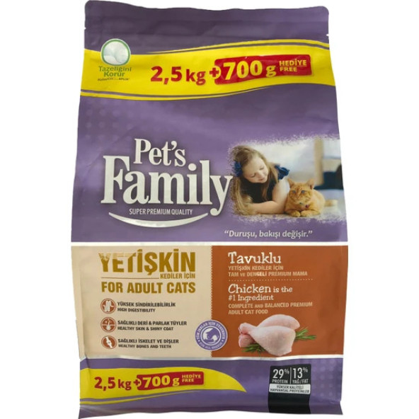 Pets Family Super Premium Tavuklu Yetişkin Kedi Maması 3200 G