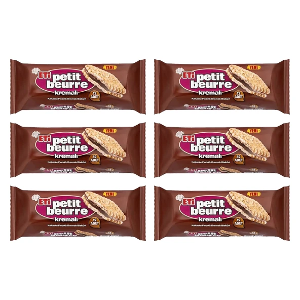 Eti Kakaolu Fındık Kremalı Petibör Bisküvi 270 gr x 6 Adet - 2