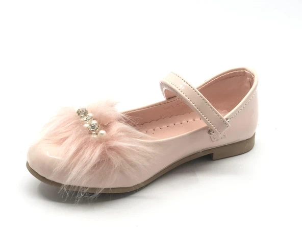 İremsu Tüylü Taşlı Cırtlı Kız Çocuk Babet Ayakkabı - Resim 8