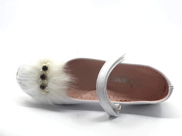 İremsu Tüylü Taşlı Cırtlı Kız Çocuk Babet Ayakkabı - Resim 18