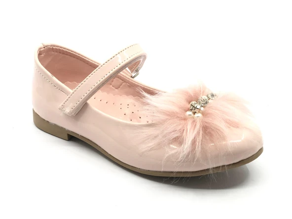 İremsu Tüylü Taşlı Cırtlı Kız Çocuk Babet Ayakkabı - Resim 7