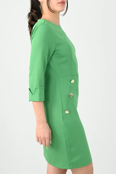 Kadın Düğme Detaylı Elbise 5202-24 - 8