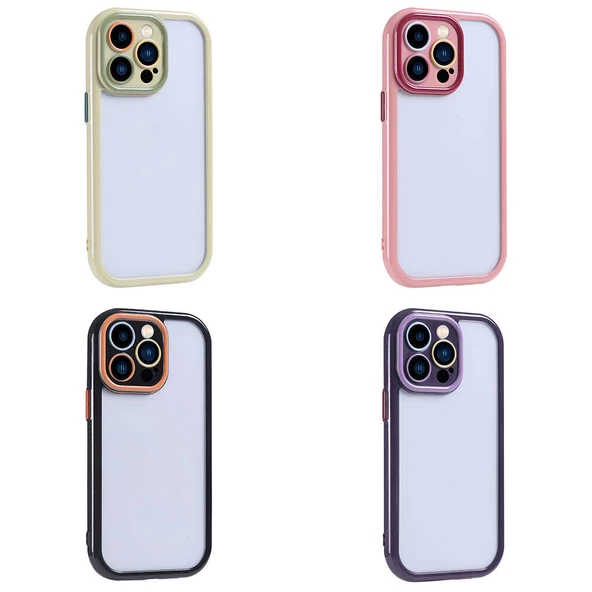 iPhone 15 Pro Max Kılıf Kamera Korumalı Renkli Kenar ve Çerçeve Tasarımlı Vitamin Kapak - 3