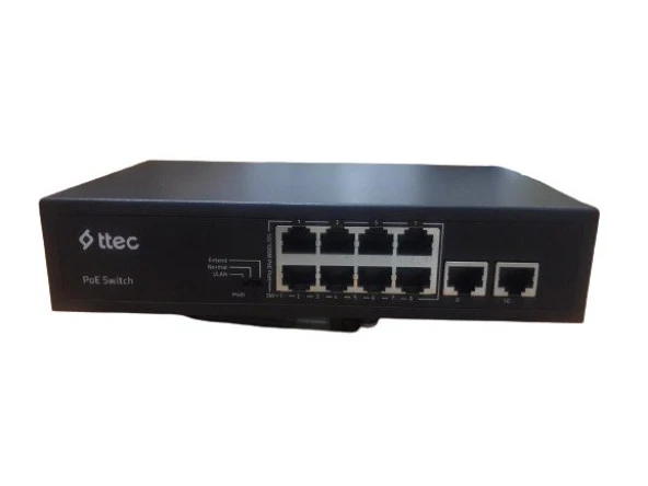 Ttec 10120P 8+2 Portlu, 10/100 Fast Ethernet, POE Switch 2 FAST ETHERNET Uplink, 8 Port PoE + 120W