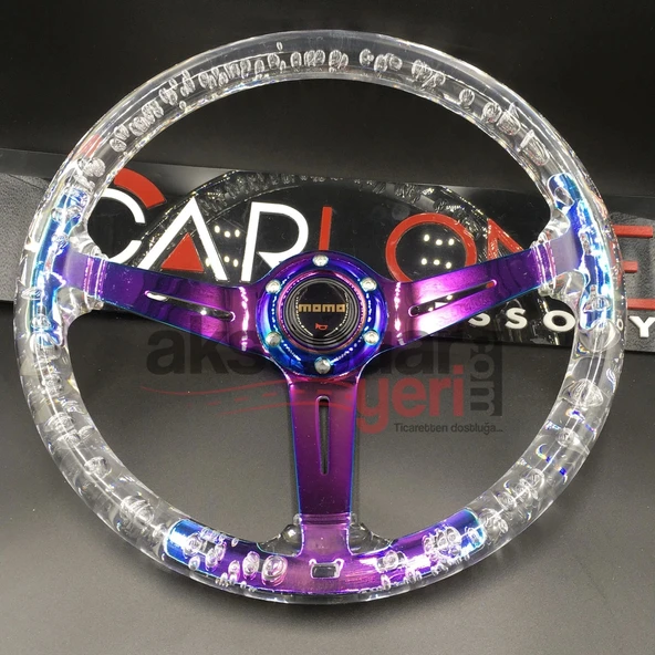 Şeffaf Direksiyon Momo 35cm Kabarcıklı Direksiyon Beyaz A+ Süper Ürün - 3