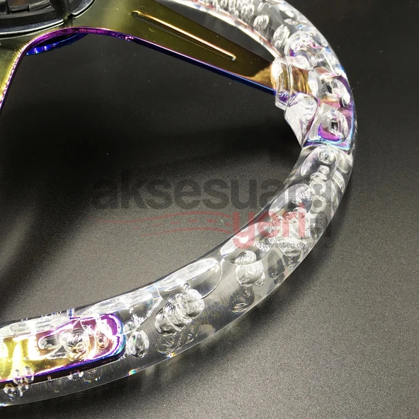 Şeffaf Direksiyon Momo 35cm Kabarcıklı Direksiyon Beyaz A+ Süper Ürün - 2