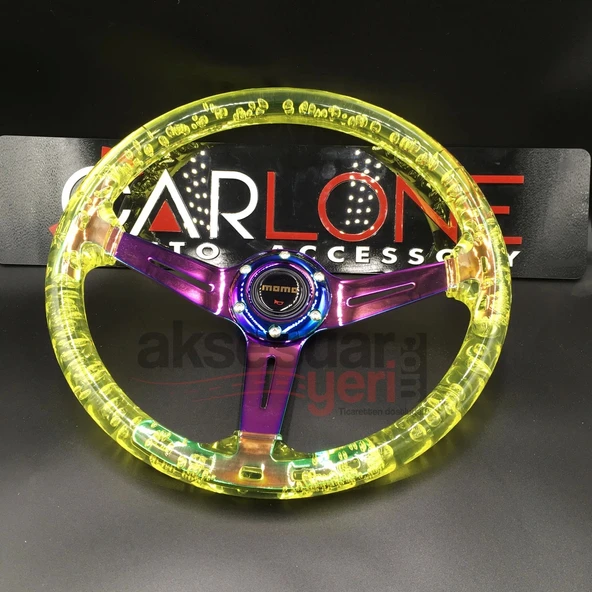 Şeffaf Sarı Direksiyon Momo 35cm Kabarcıklı Direksiyon A+ Süper Ürün