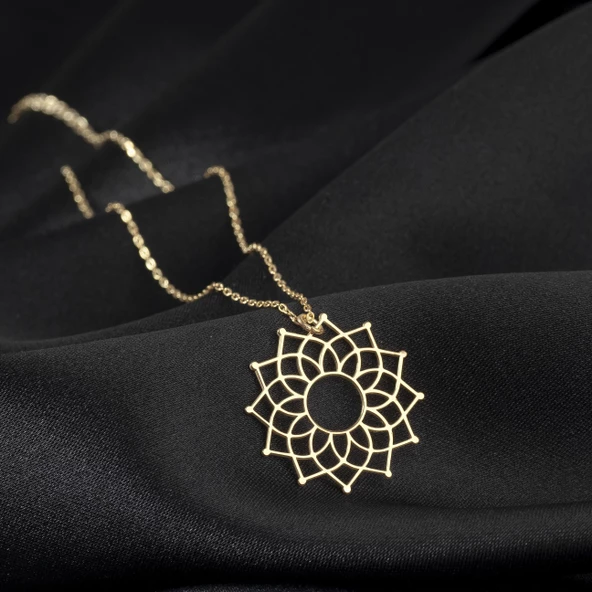 925 Ayar Gümüş Lotus Çiçeği Kadın Kolye Özel Tasarım