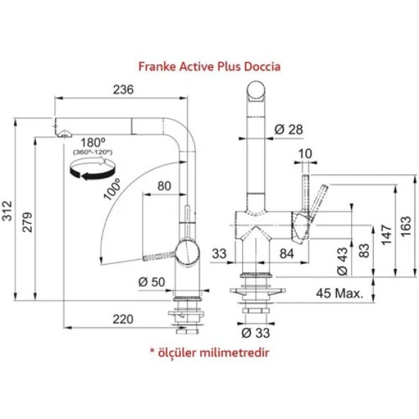 Franke Active Plus Doccia 2.0 Spiralli Armatür Stone Grey Mutfak Eviye Bataryası - 2