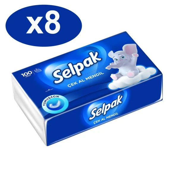 Selpak Çek Al Mendil 100 Adet x 8 li Set