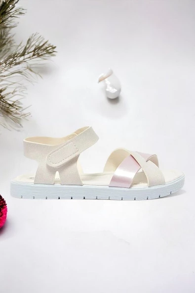 Çapraz Pudra Pembe Eflatun Kız Çocuk Sandalet - 2