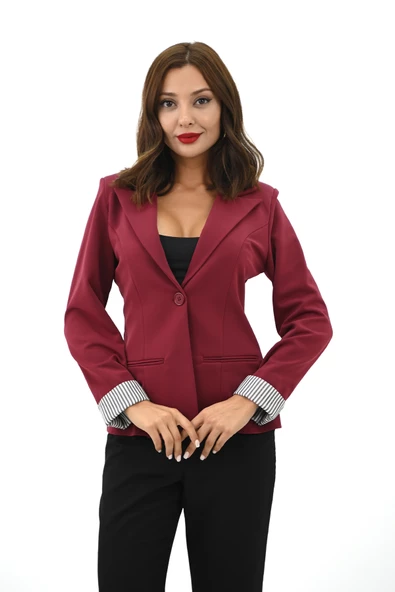 Kadın Tek Düğme Detaylı Blazer Ceket 5522