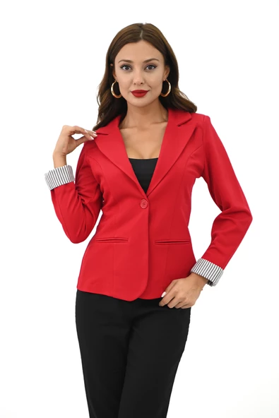 Kadın Tek Düğme Detaylı Blazer Ceket 5522 - 8