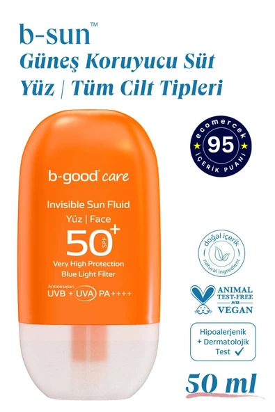 Yetişkin Güneş Sütü SPF 50+ Yüz için 50 ml