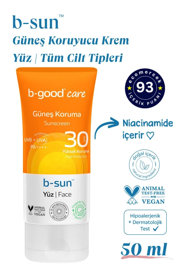 Yetişkin Güneş Kremi SPF 30 Yüz için 50 ml