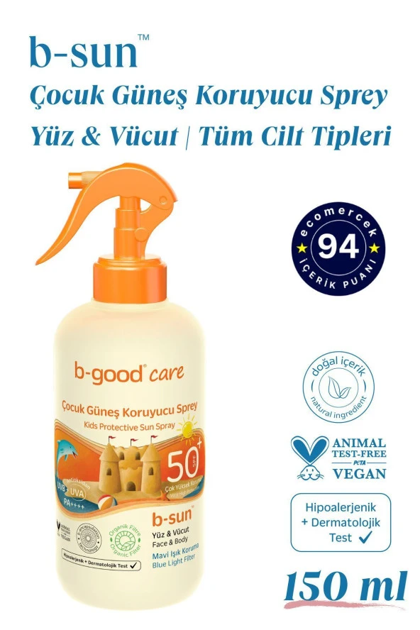 Bebek & Çocuk Güneş Spreyi SPF 50+ Yüz & Vücut için 150 ml