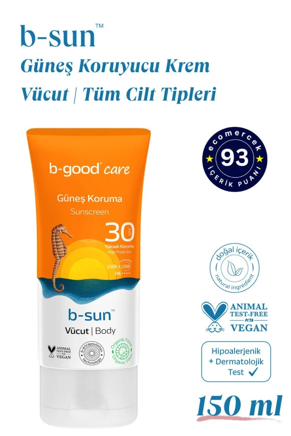 Yetişkin Güneş Kremi SPF 30 Vücut için 150 ml