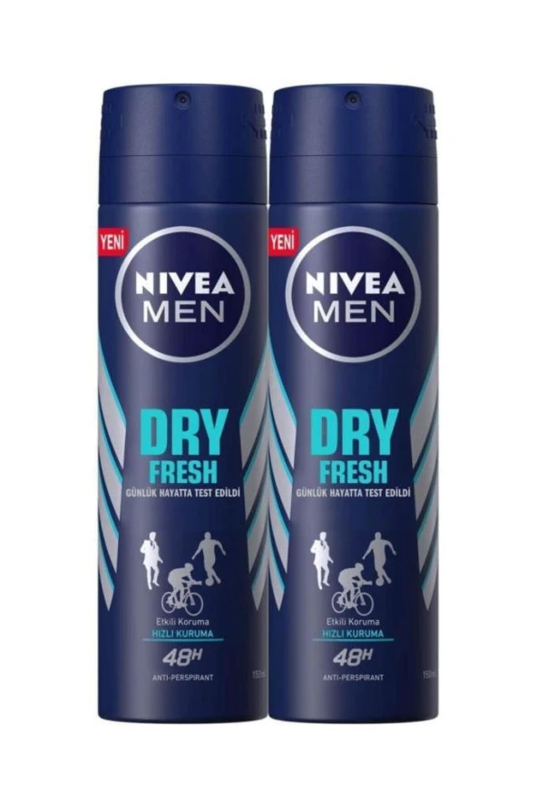 Nivea Dry Fresh Erkek Sprey Deodorant 150 ml 2'Li Avantaj Paketi