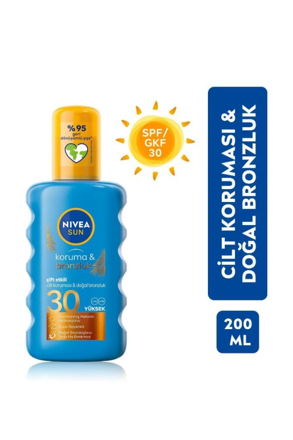 Nivea Sun Spf 30 Koruma & Bronzluk Güneş Spreyi 200ml Yüksek Güneş Koruması Ve Doğal Bronzlaştırıcı