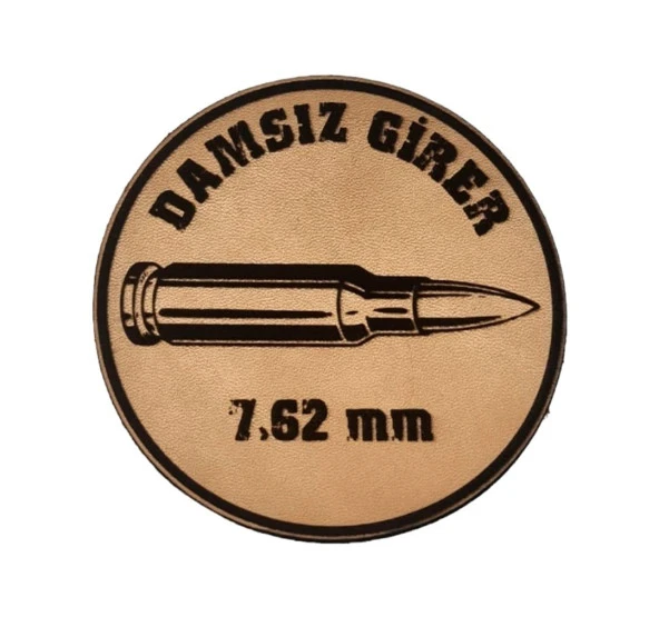 Damsız Girer 7,62 mm  -Yuvarlak  Deri Peç - Arma - Leather Patch - 1
