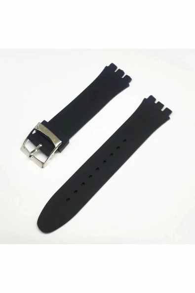 19mm Swatch Uyumlu Siyah Slikon Saat Kordonu ürün görseli 1