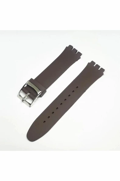 17mm Swatch Uyumlu Chrono Model Slikon Saat Kordonu - KAHVE ürün görseli