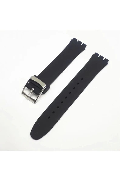 17mm Swatch Uyumlu Siyah Slikon Saat Kordonu ürün görseli