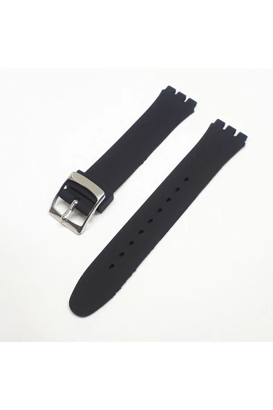 17mm Swatch Uyumlu Siyah Slikon Saat Kordonu