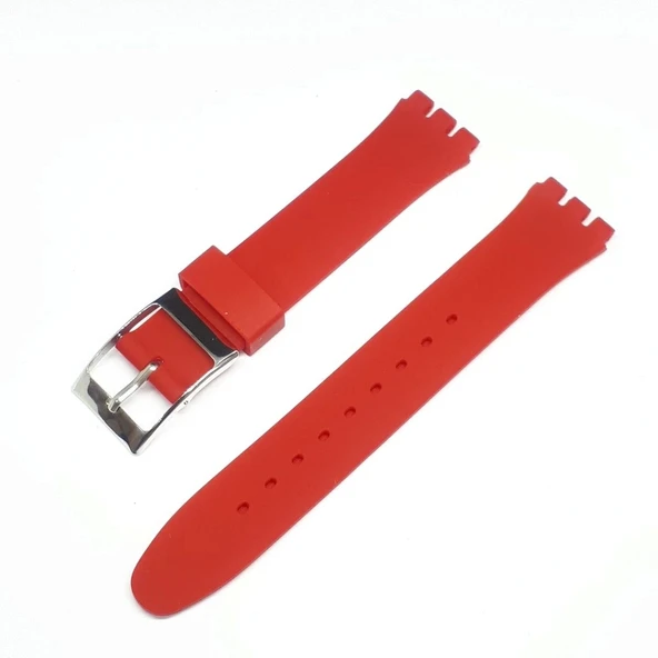 17mm Swatch Uyumlu Chrono Model Slikon Saat Kordonu - KIRMIZI ürün görseli