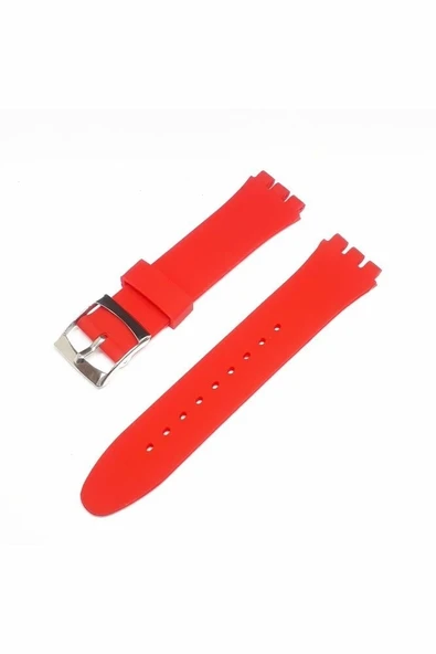 19mm Swatch Uyumlu Chrono Model Slikon Saat Kordonu - KIRMIZI ürün görseli