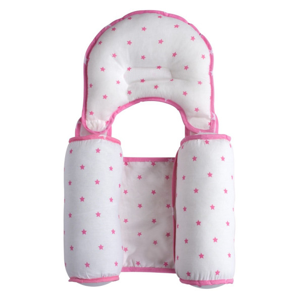 Sevi Bebe Kafa Şekillendirici Yastık & Yan Yatış Yastığı Pembe Yıldız - 10