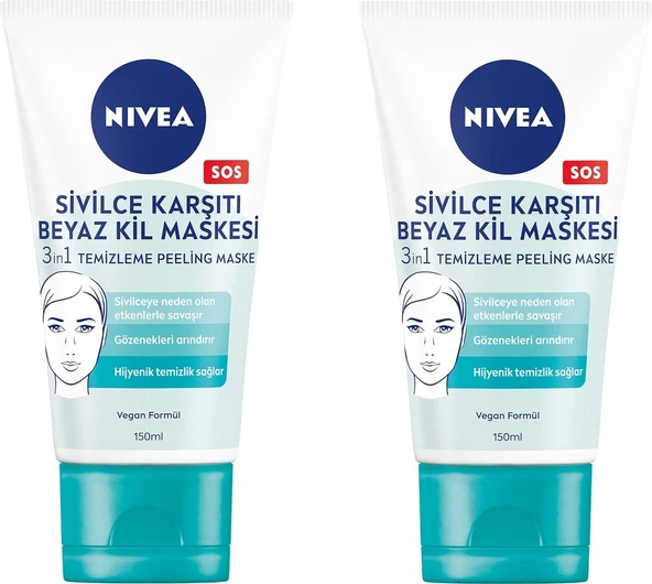 Nivea Beyaz Kil Maskesi 150 ml - 2'li