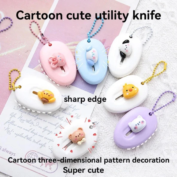 SRTfootcare (1 Adet MAVİ ) Sevimli Emojili Mini Maket Bıçağı - 3