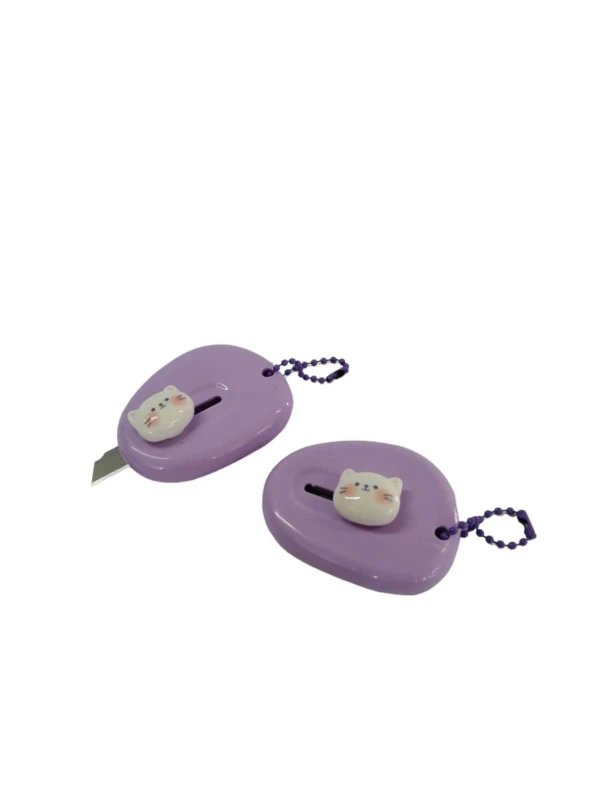 SRTfootcare (1 Adet MOR) Sevimli Emojili Mini Maket Bıçağı - 3