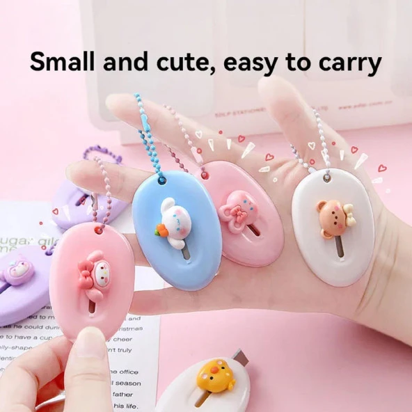 SRTfootcare (1 Adet PEMBE) Sevimli Emojili Mini Maket Bıçağı - 5