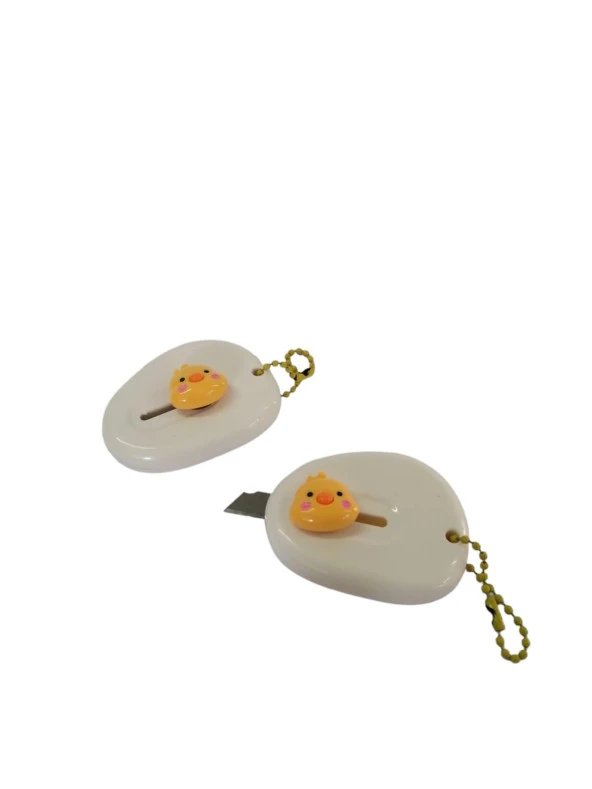 SRTfootcare (1 Adet BEYAZ ) Sevimli Civciv Emojili Mini Maket Bıçağı - 2