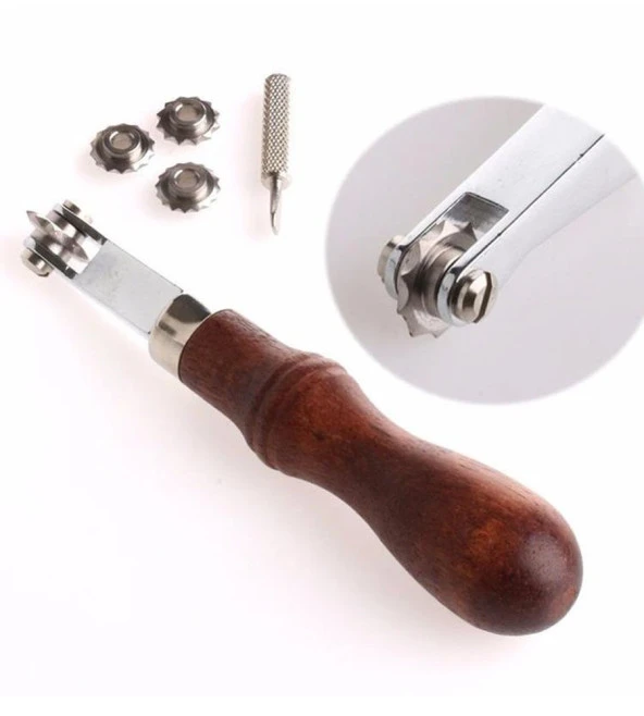 Paslanmaz Çelik Dikiş İzi Rulet Seti, Amerikan Aralama Tekerleği Deri El Aleti