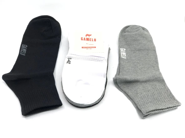 Gamelu Pamuk Çorap 3 adet Unisex Kısa Tenis Çorap ürün görseli