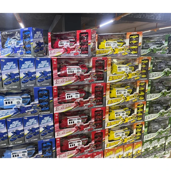 Kurtarıcı Helikopter Set ve 4 Ufak Araba - Mavi Su Dünyası - Resim 5