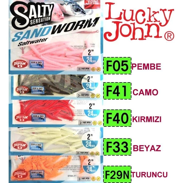 Lucky John Sandworm 5 Cm 24 Pc LRF Silikonu