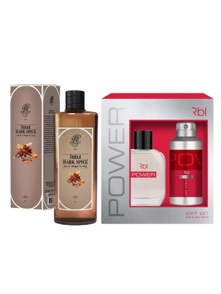 Rebul Power Set Parfüm 100 ml + Deodorant Spray 150 ml + Dark Spice Kolonya 250ML (Cam Şişe)