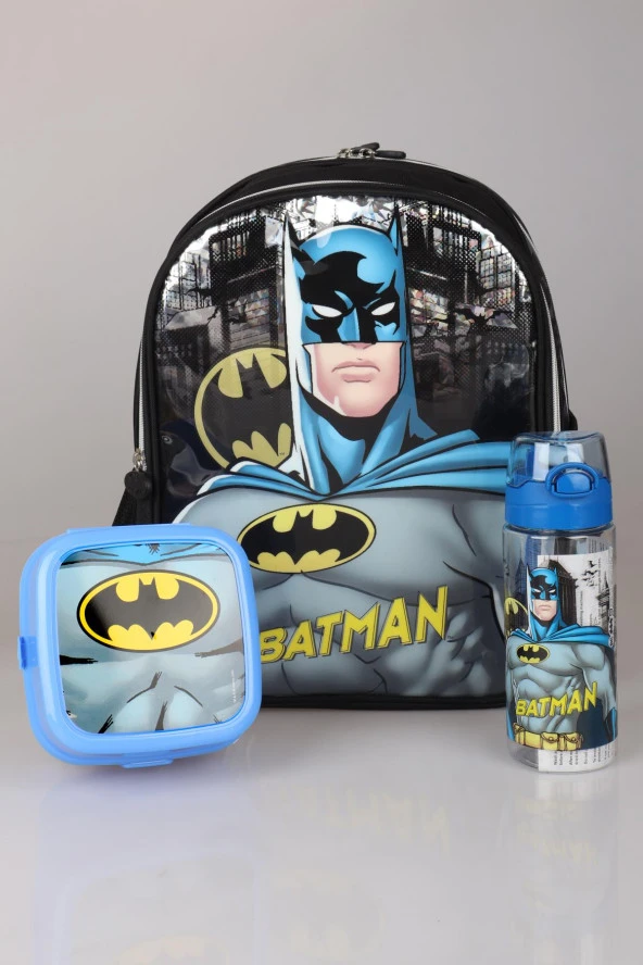 YENİ SEZON LİSANSLI BATMAN ANAOKUL ÇANTASI,BESLENME KABI VE 500 ML TRITAN MATARA OKUL SETİ